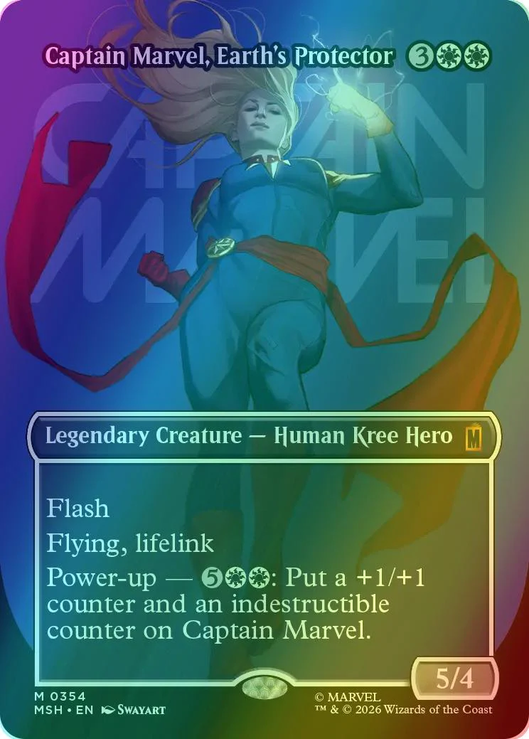 Captain Marvel, Earth's Protector [354] [Borderless] [Logo] [Marvel Super Heroes] [Foil]