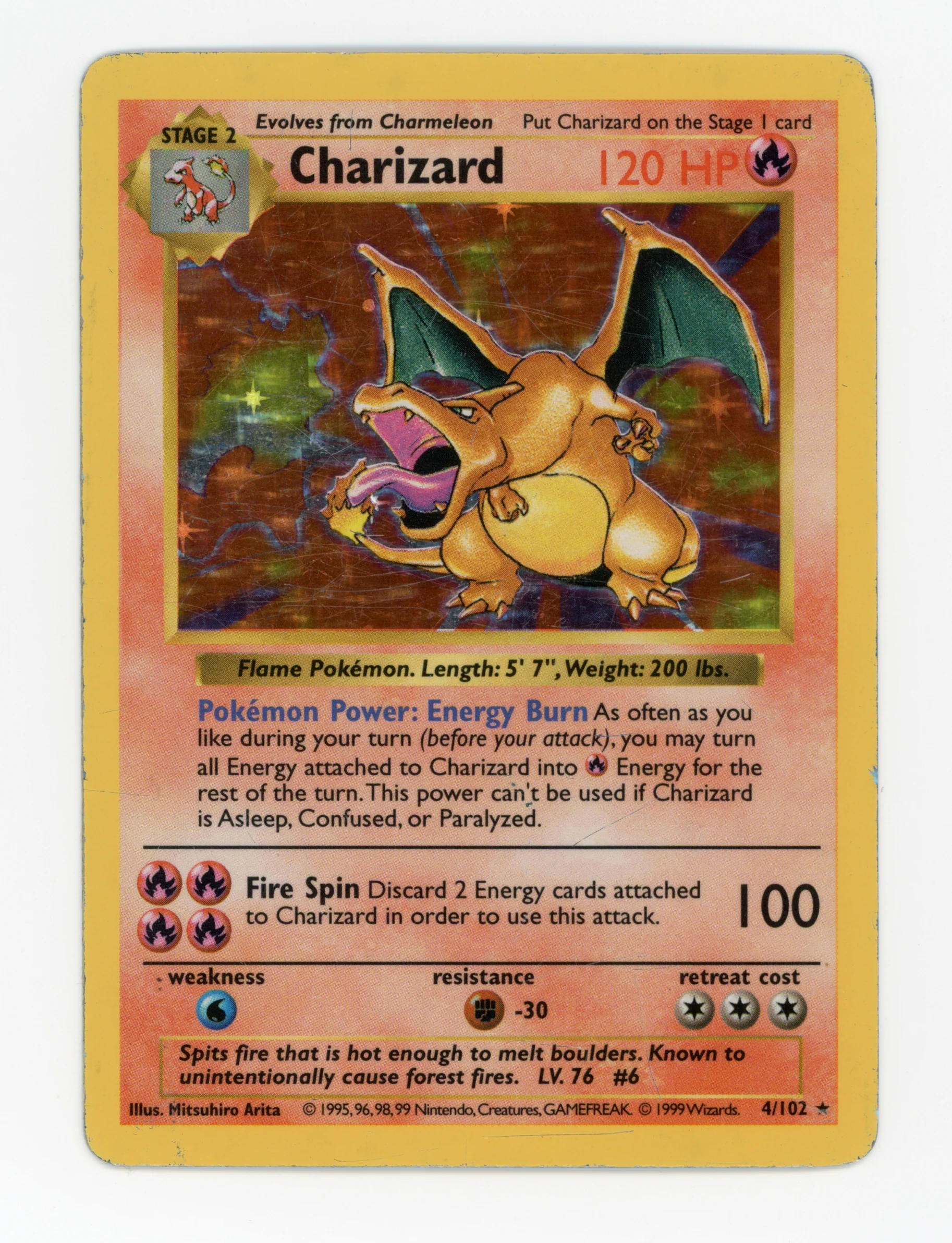 Charizard — Damaged|Rare|Shadowless|Holo — ID 16290
