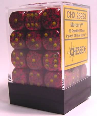 Chessex Brush Dice - 36 x D6 - 12mm - Mercury