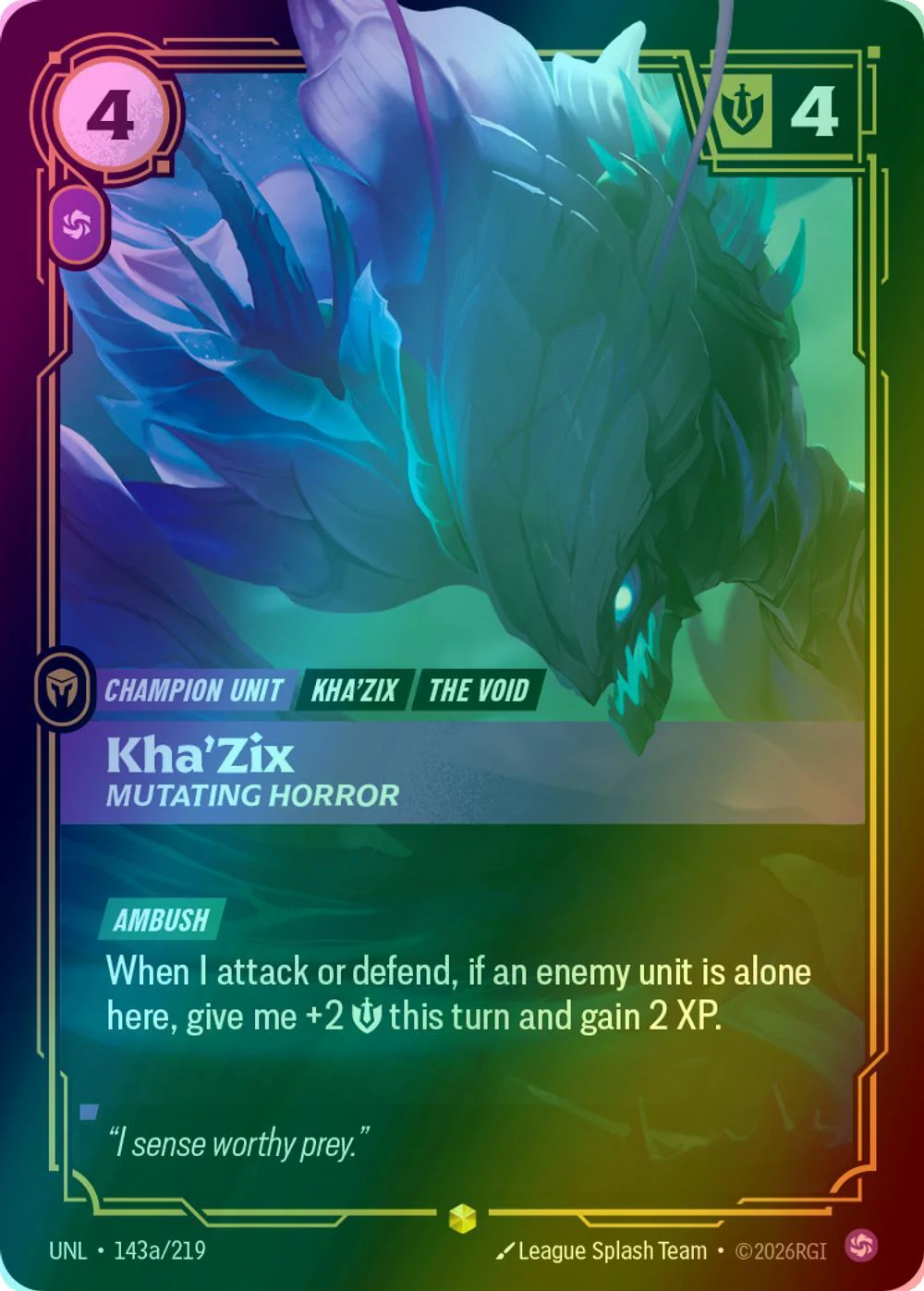 Kha'Zix - Mutating Horror (Alternate Art) - 143a/219 [Unleashed] [Foil]
