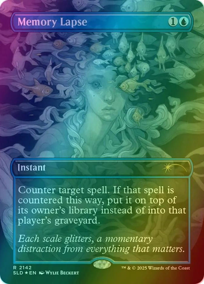 Memory Lapse [2142] [Borderless] [Dandân Deck] [Secret Lair Drop] [Foil]