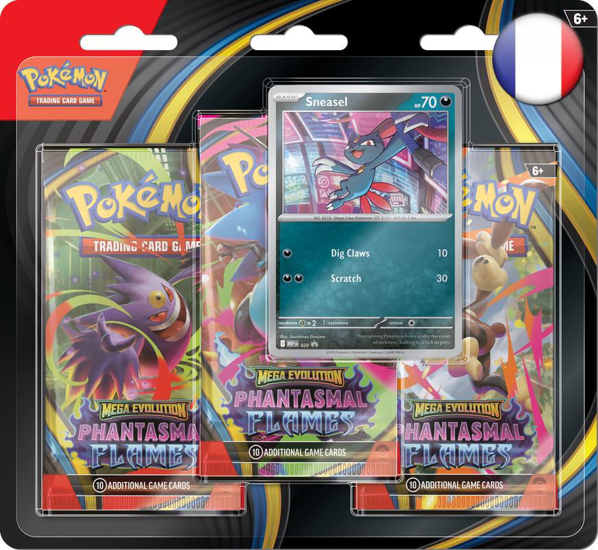 Pokémon TCG: Mega Evolution - Phantasmal Flames - Blister Pack - Three Boosters - Farfuret Promo Card - French