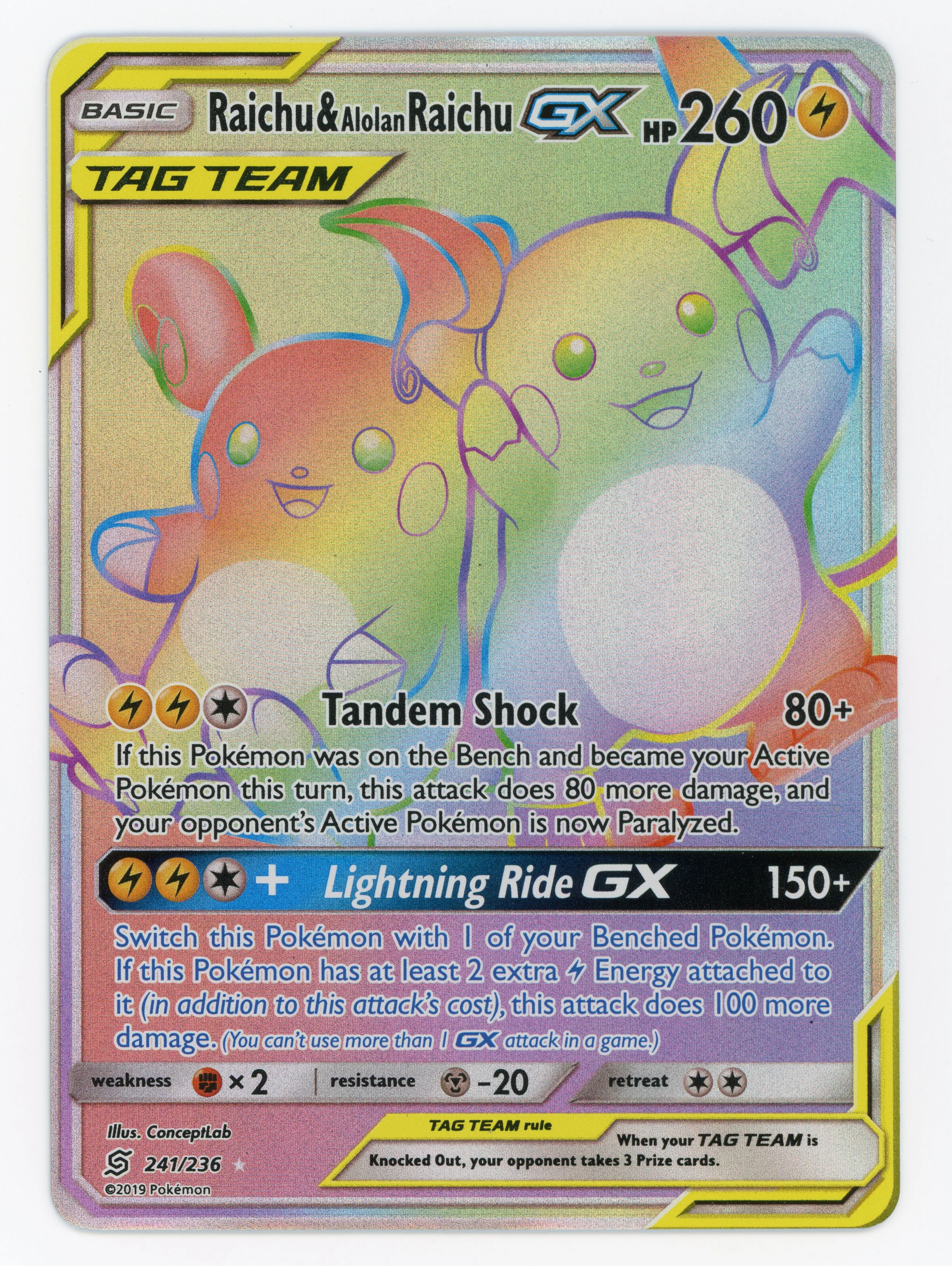 Raichu & Alolan Raichu-GX — Rare Secret — ID 16104