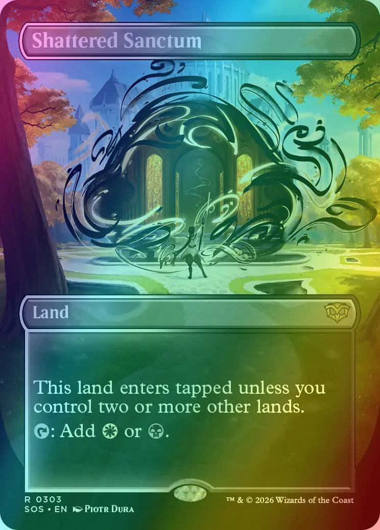Shattered Sanctum [303] [Borderless] [Protal View Land] [Secrets of Strixhaven] [Foil]