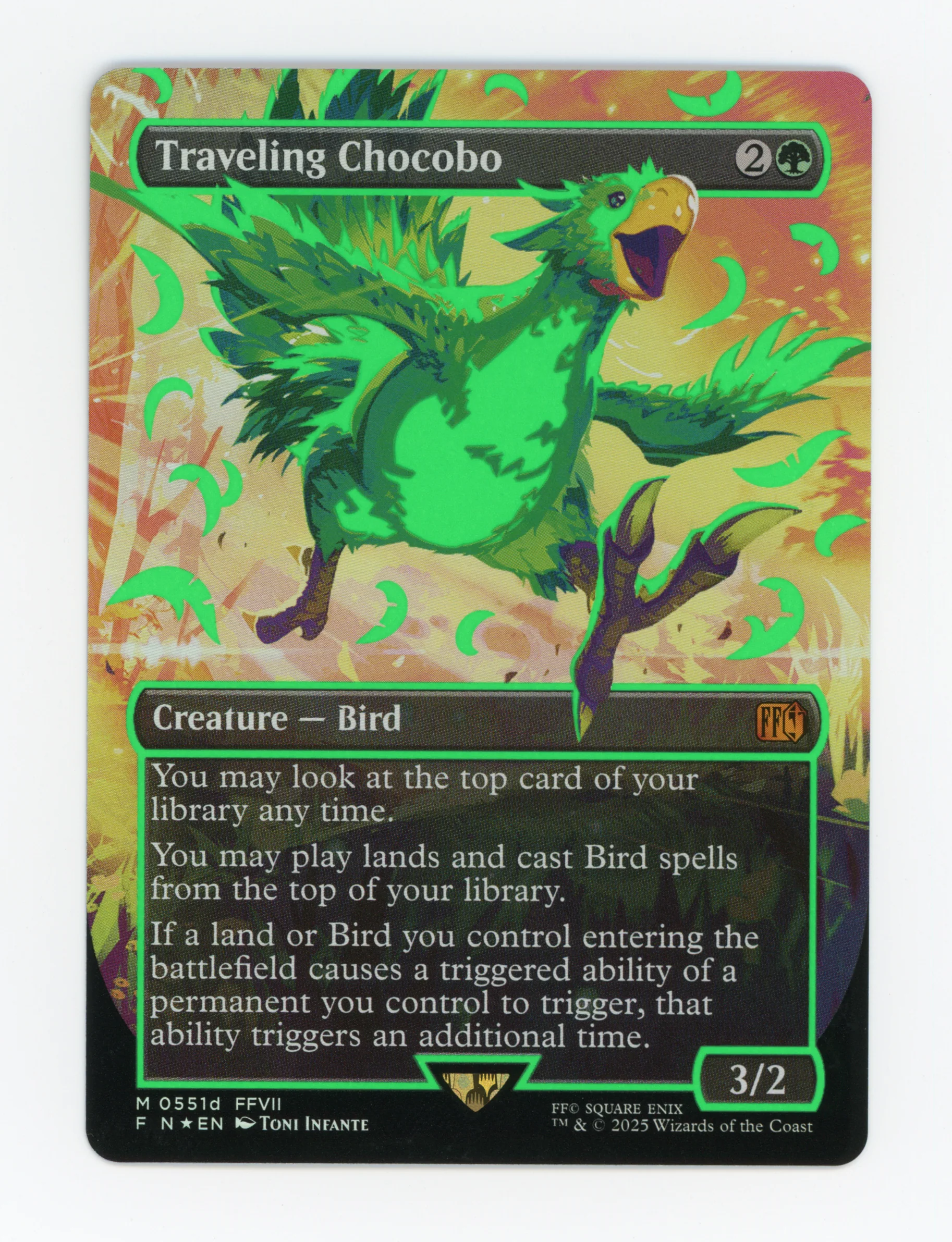 Traveling Chocobo — Borderless|Neon Ink Showcase|Green|Foil — ID 16776
