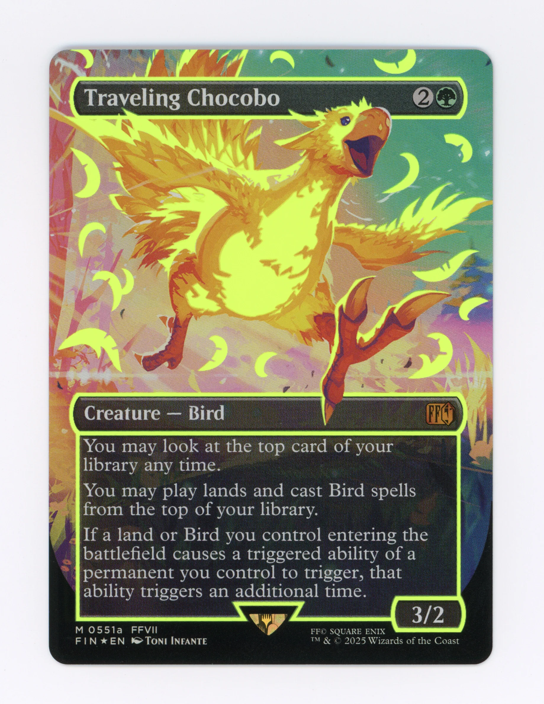 Traveling Chocobo — Borderless|Neon Ink Showcase|Yellow|Foil — ID 18068